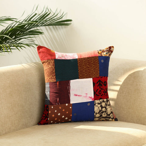  Multicolor Handcrafted Cotton Patchwork Cushion Cover