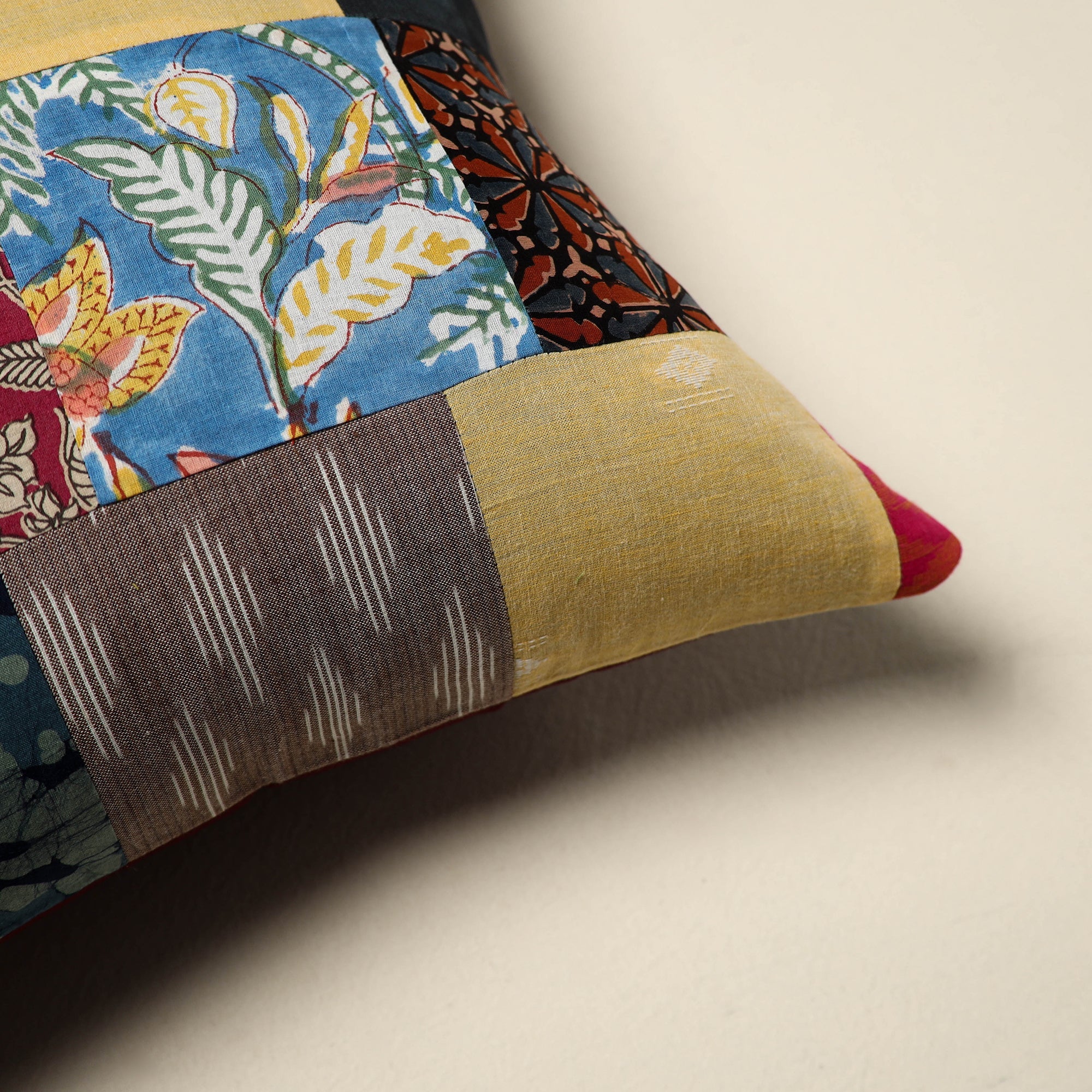 Multicolor Handcrafted Cotton Patchwork Cushion Cover