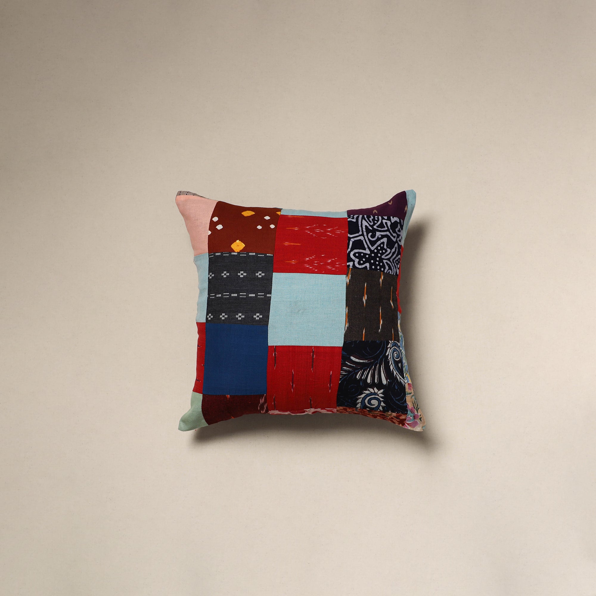 Handcrafted cotton patchwork cushion cover 34