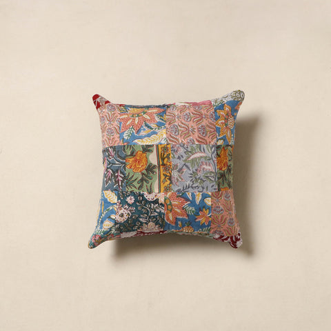 Multicolor - handcrafted cotton patchwork cushion cover 35