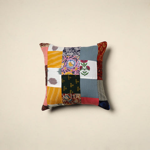 Multicolor Handcrafted Cotton Patchwork Cushion Cover