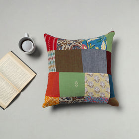 Multicolor - handcrafted cotton patchwork cushion cover 35