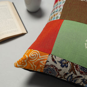 Multicolor - handcrafted cotton patchwork cushion cover 35