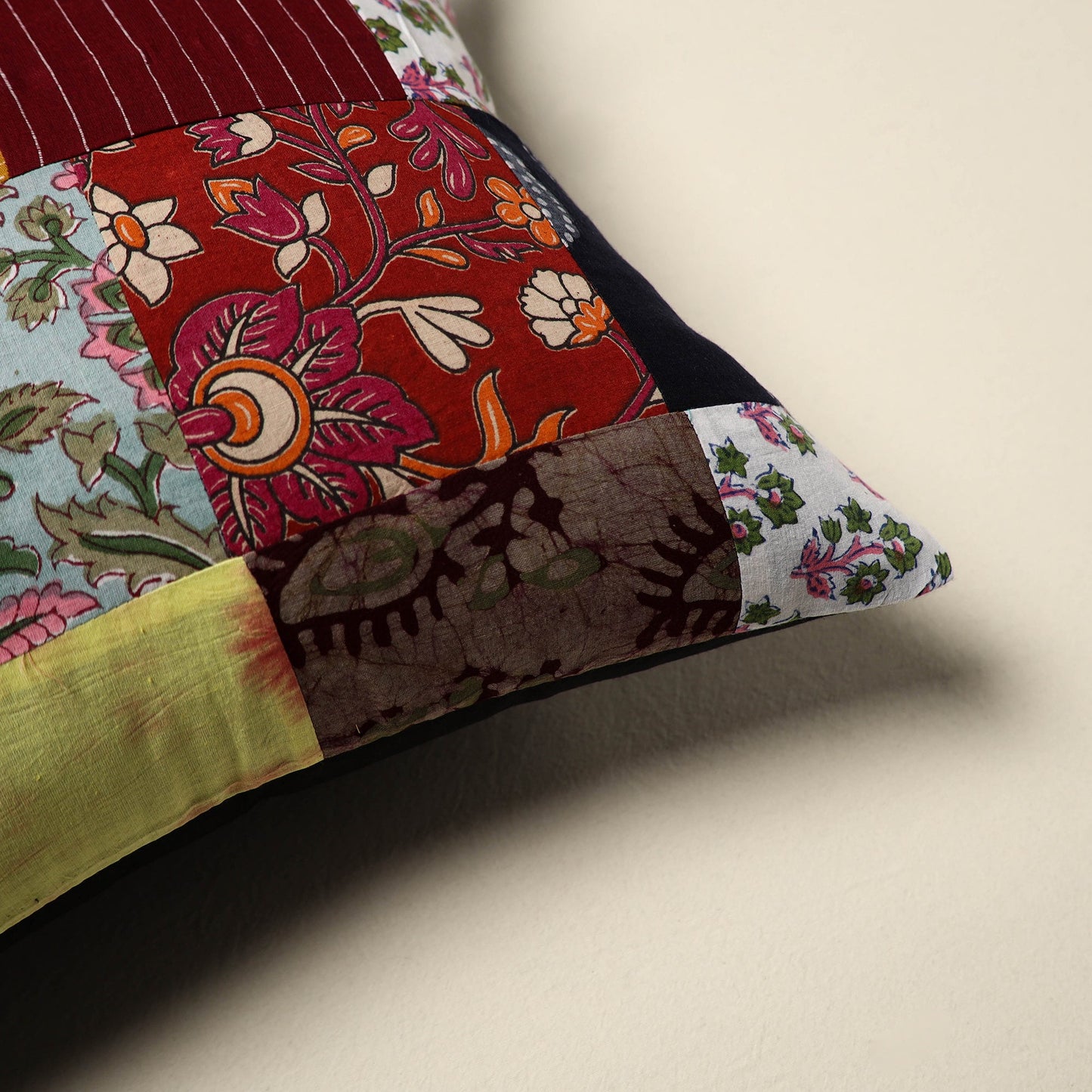 Multicolor Handcrafted Cotton Patchwork Cushion Cover