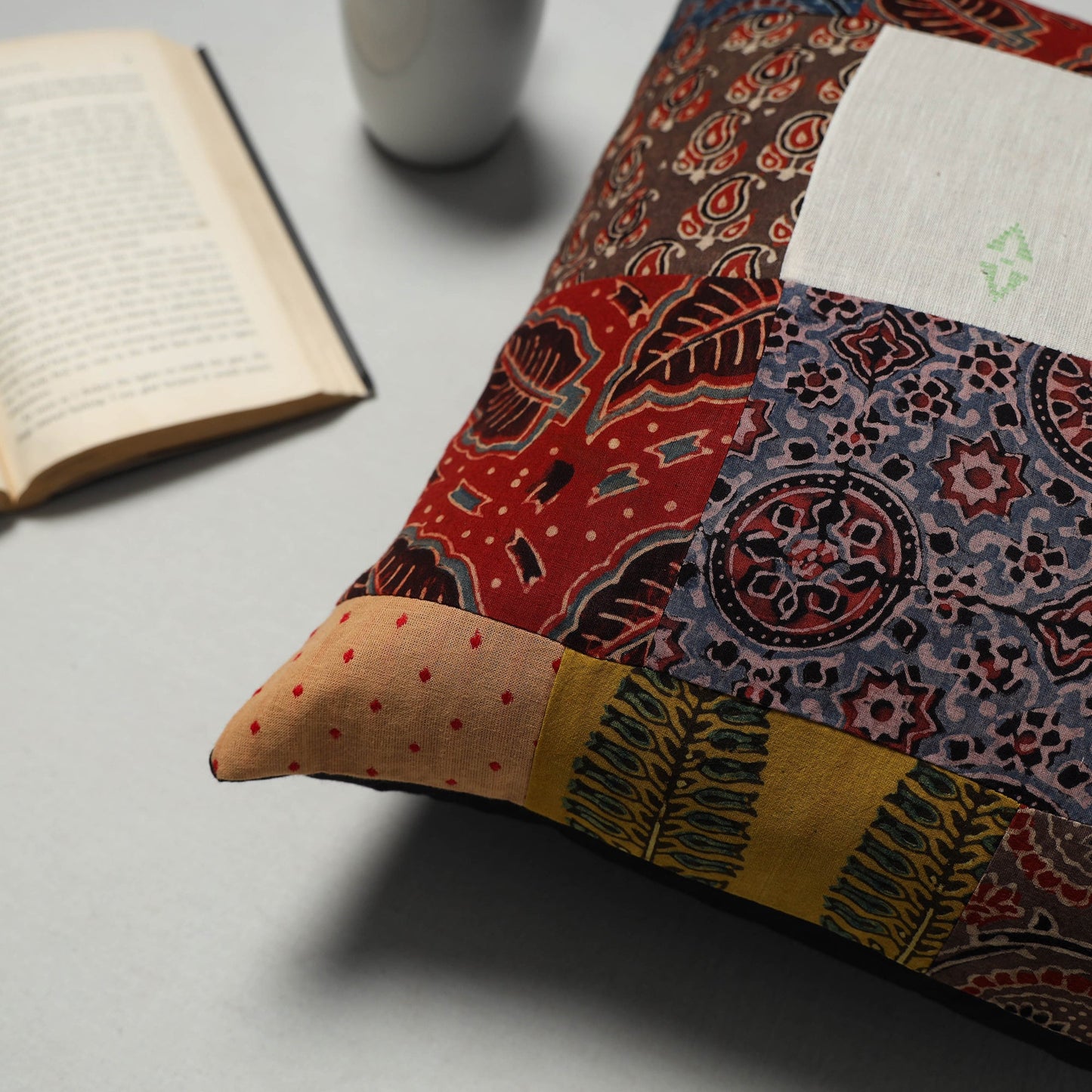 Multicolor - handcrafted cotton patchwork cushion cover 36