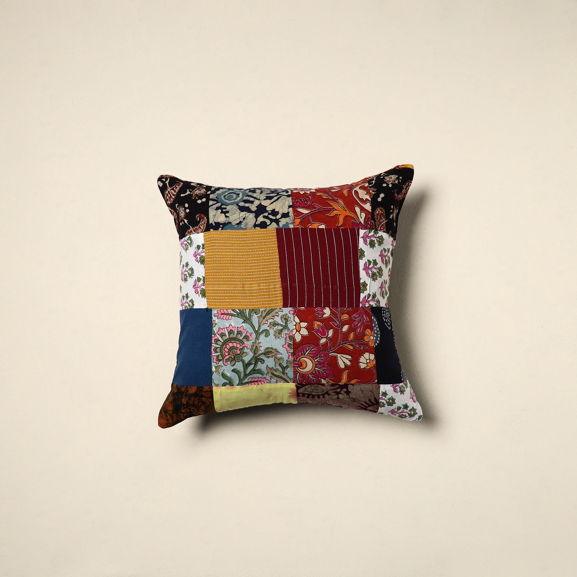 Multicolor Handcrafted Cotton Patchwork Cushion Cover
