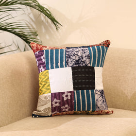 Buy Multicolor Handcrafted Cotton Patchwork Cushion Cover