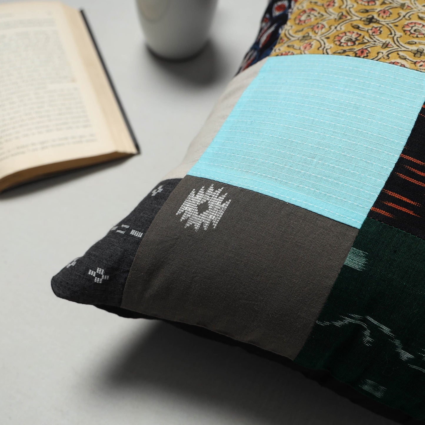 Multicolor - handcrafted cotton patchwork cushion cover 37