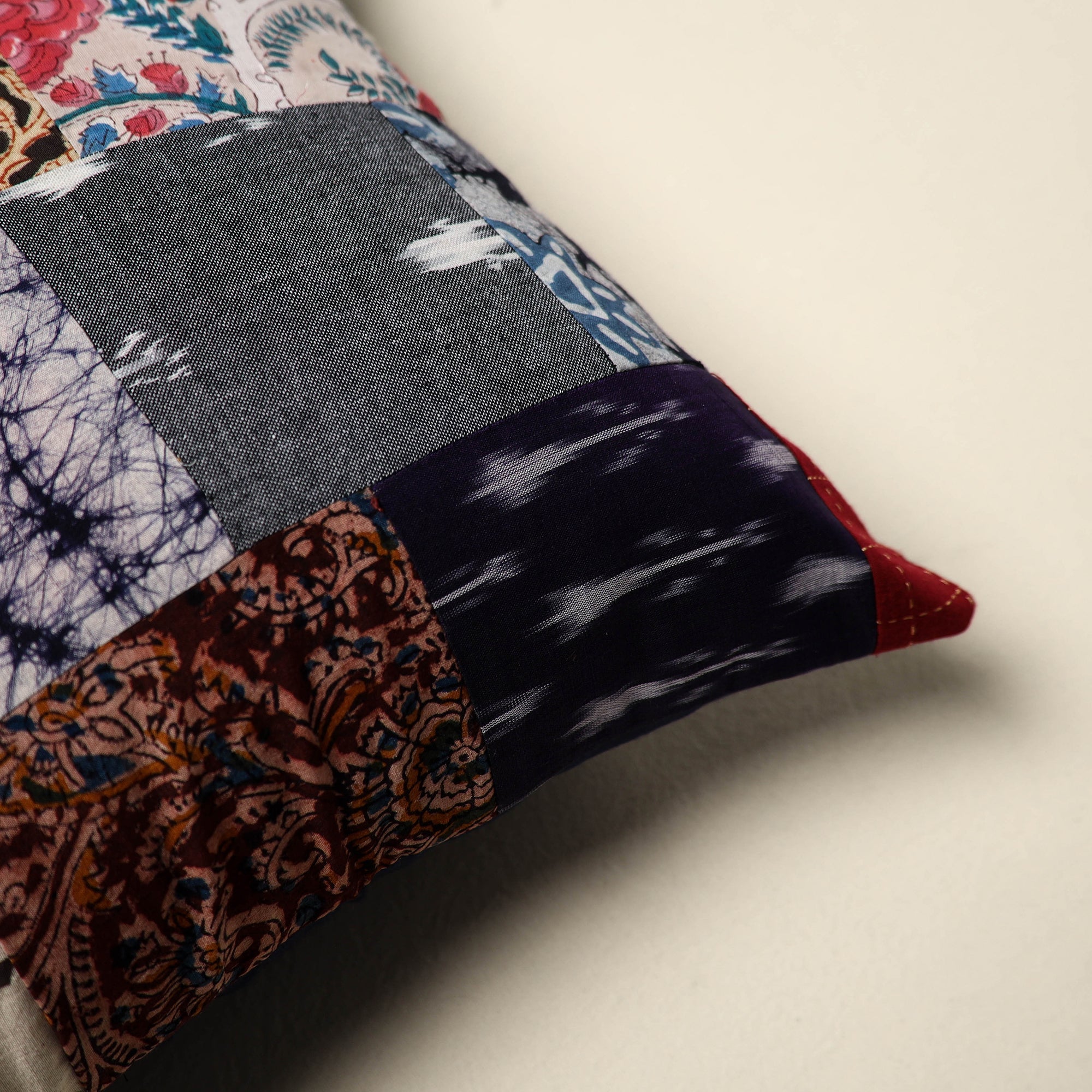 Multicolor - handcrafted cotton patchwork cushion cover 37