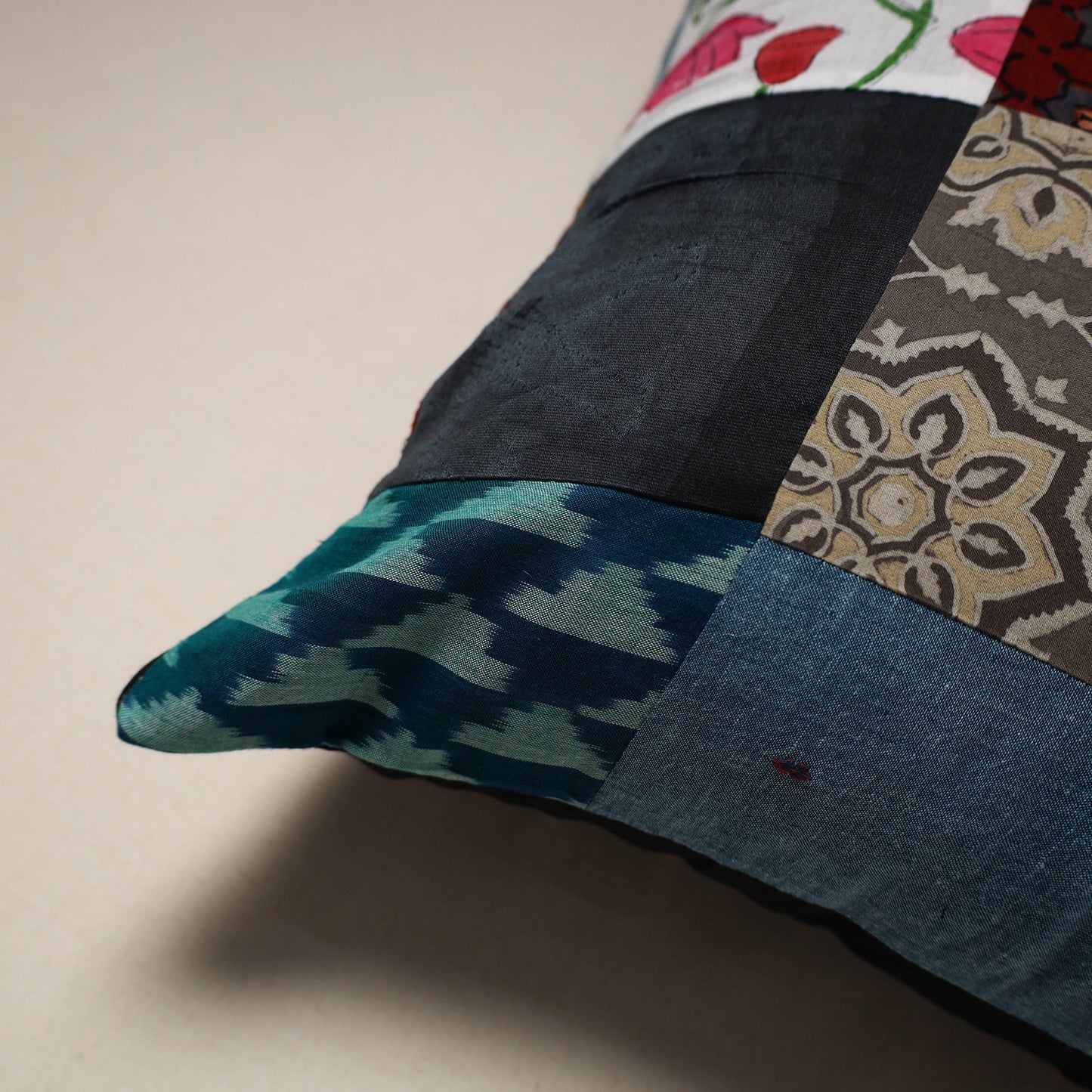 Handcrafted cotton patchwork cushion cover 37