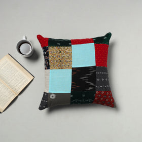 Multicolor - handcrafted cotton patchwork cushion cover 37