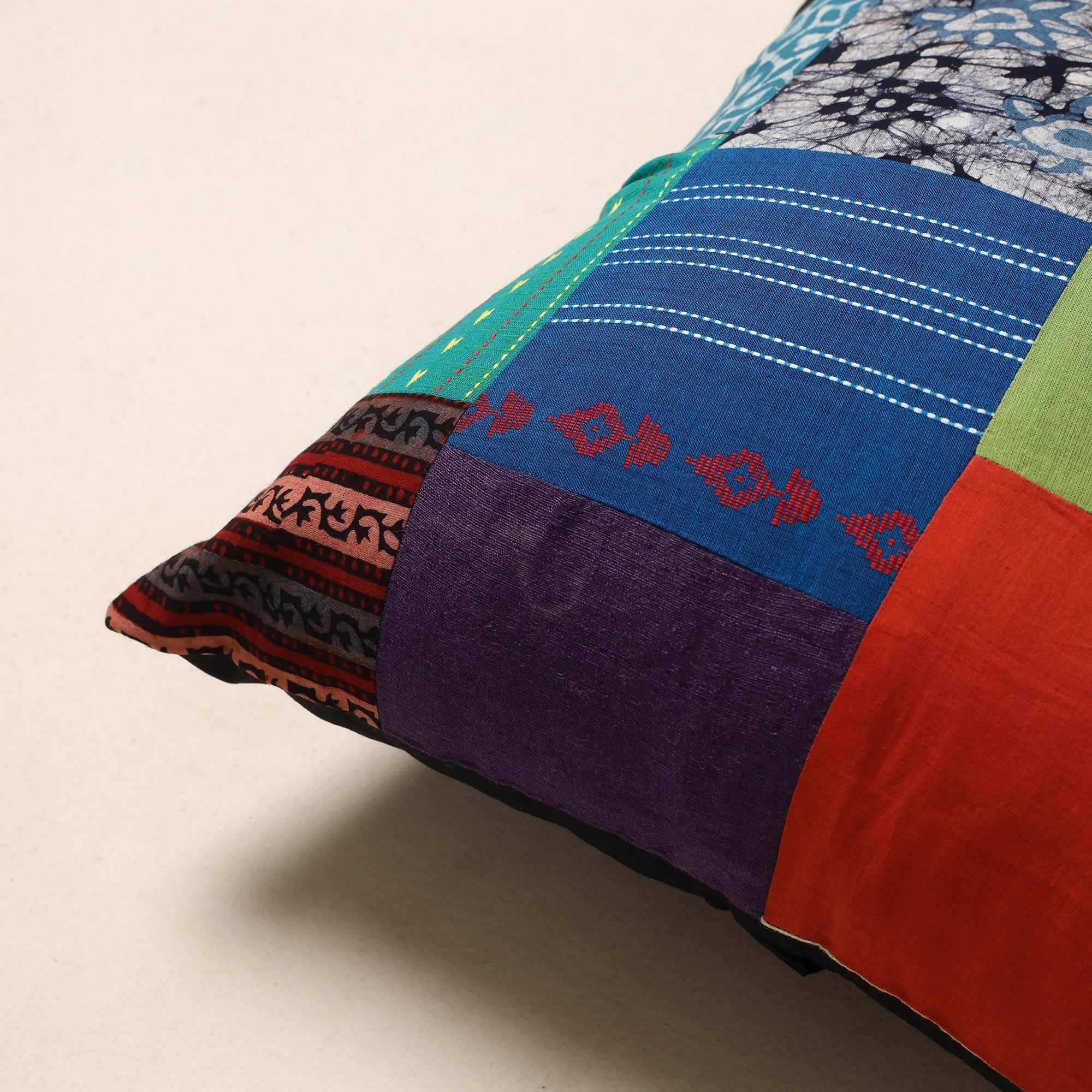 Multicolor - handcrafted cotton patchwork cushion cover 38