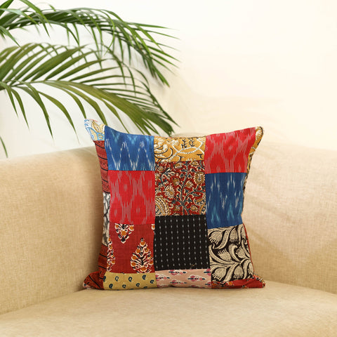 Multicolor - handcrafted cotton patchwork cushion cover 38