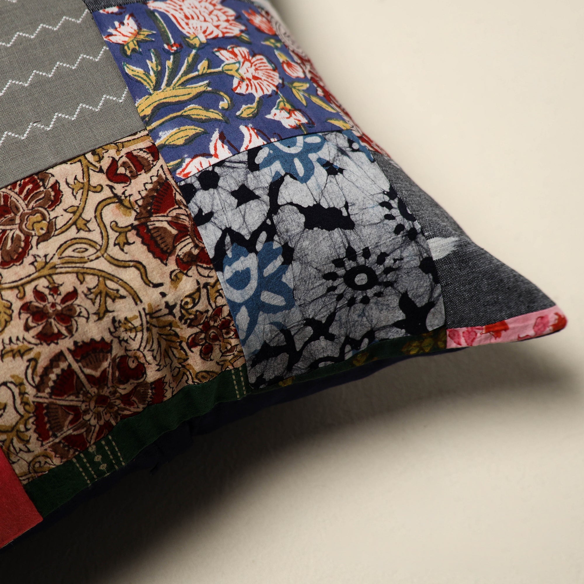 Multicolor - handcrafted cotton patchwork cushion cover 38