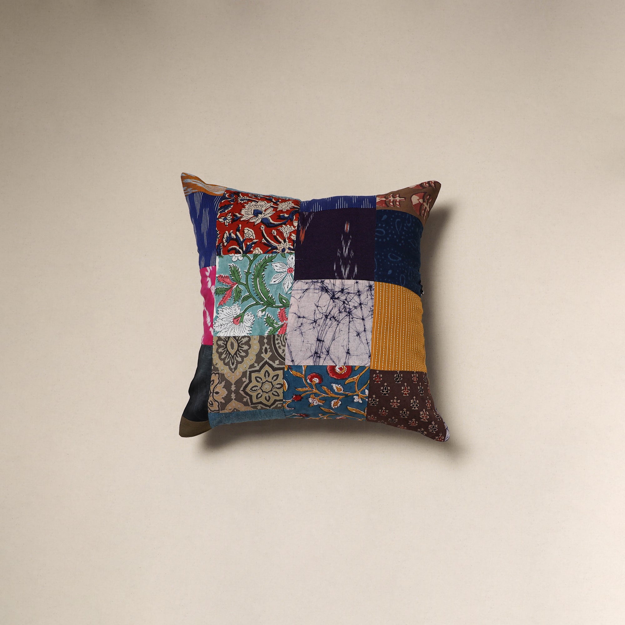 Handcrafted cotton patchwork cushion cover 38