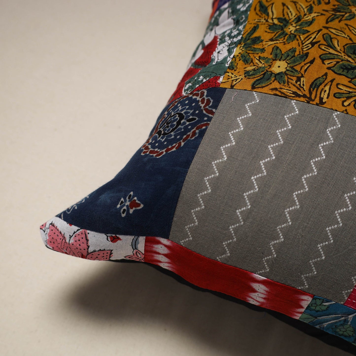 Handcrafted cotton patchwork cushion cover 39