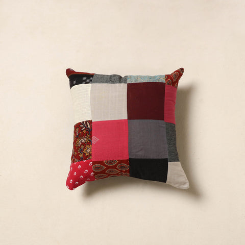 Multicolor - handcrafted cotton patchwork cushion cover 39