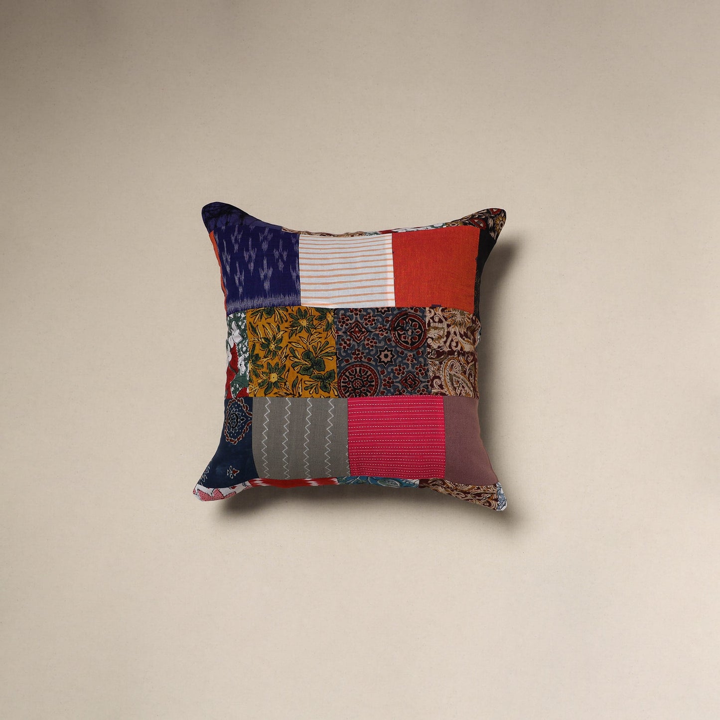 Handcrafted cotton patchwork cushion cover 39