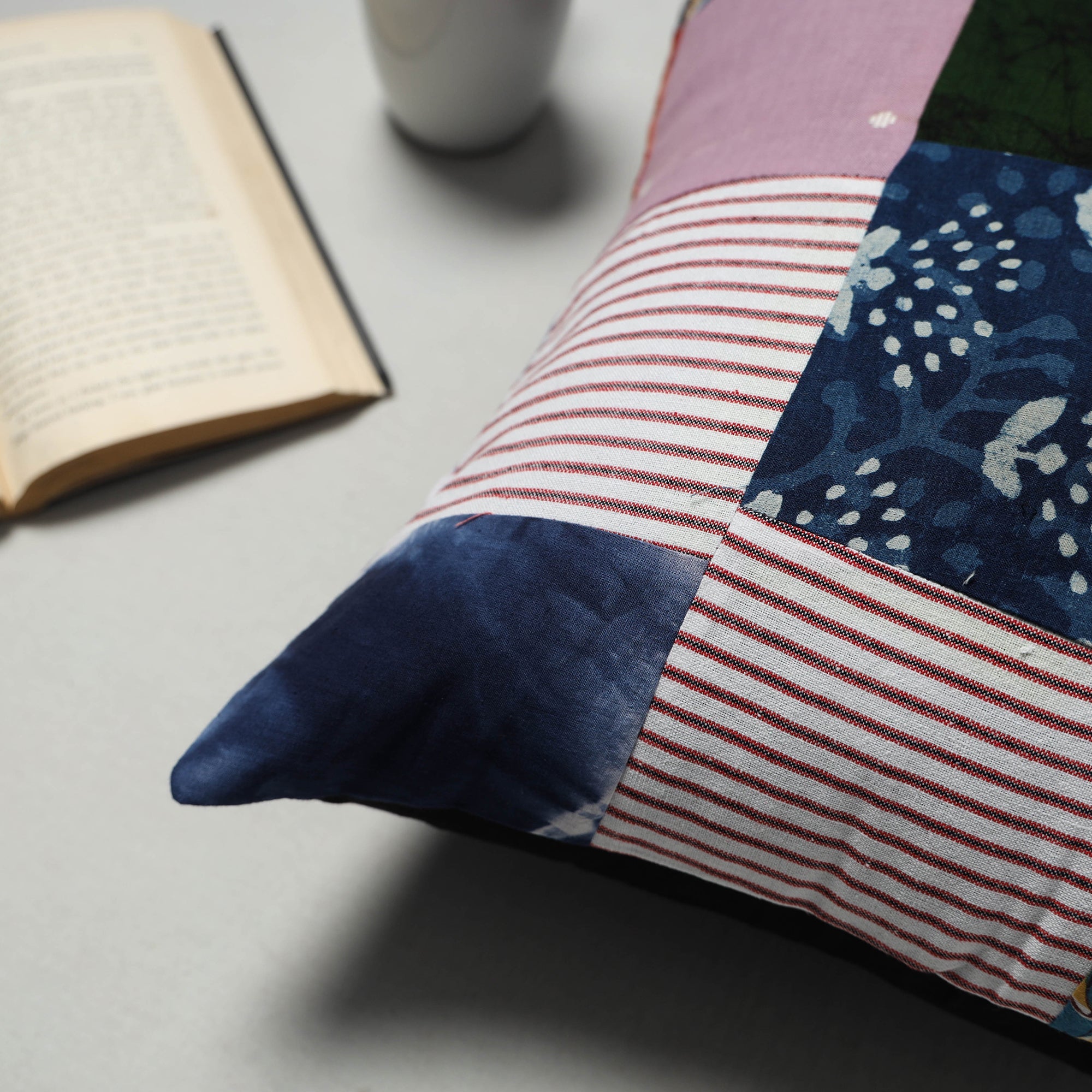 Multicolor - handcrafted cotton patchwork cushion cover 39