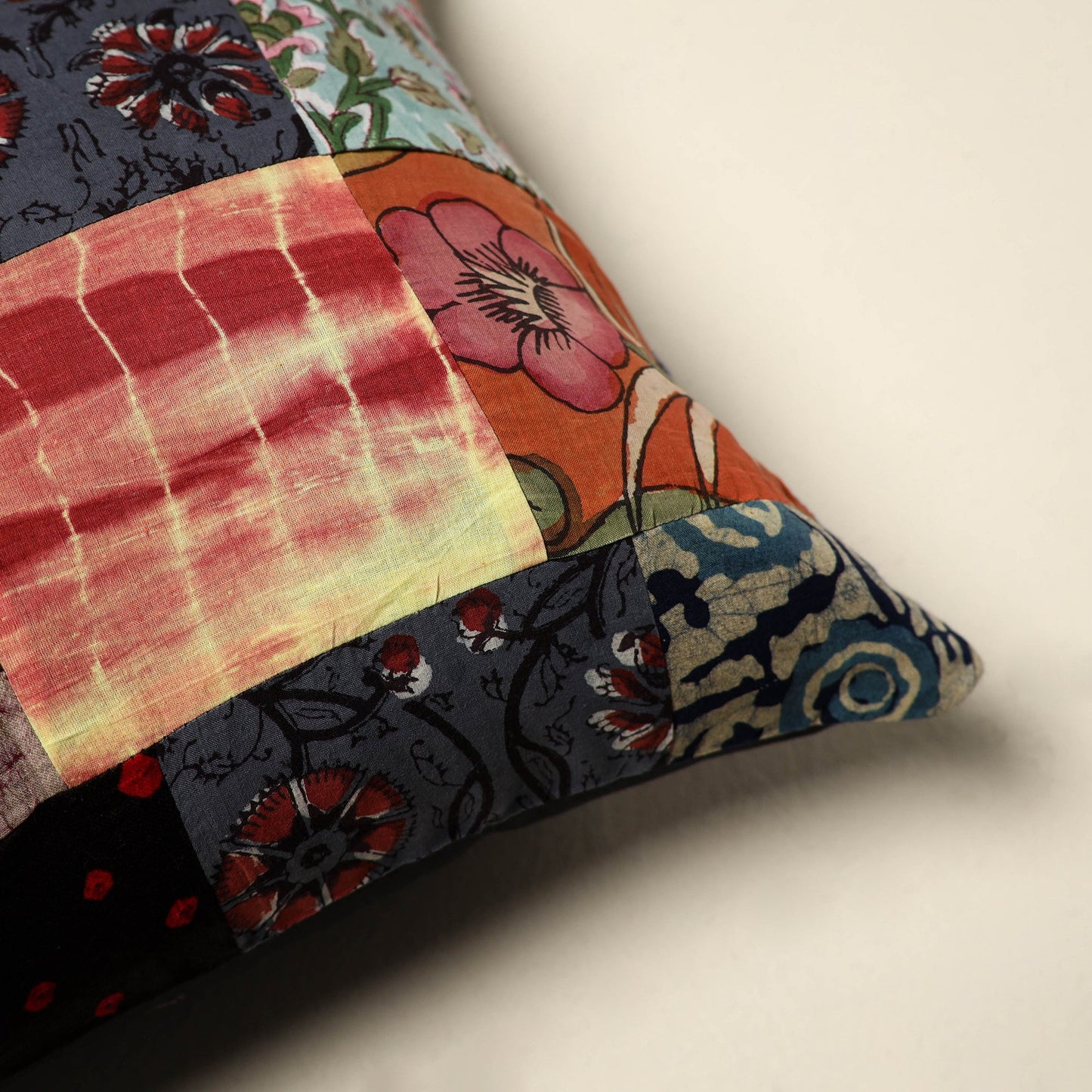 Multicolor Handcrafted Cotton Patchwork Cushion Cover