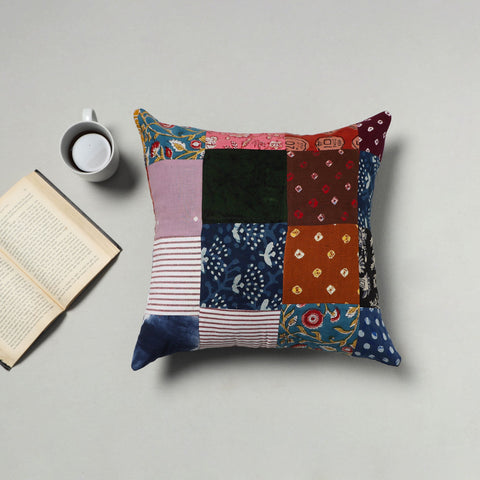 Multicolor - handcrafted cotton patchwork cushion cover 39