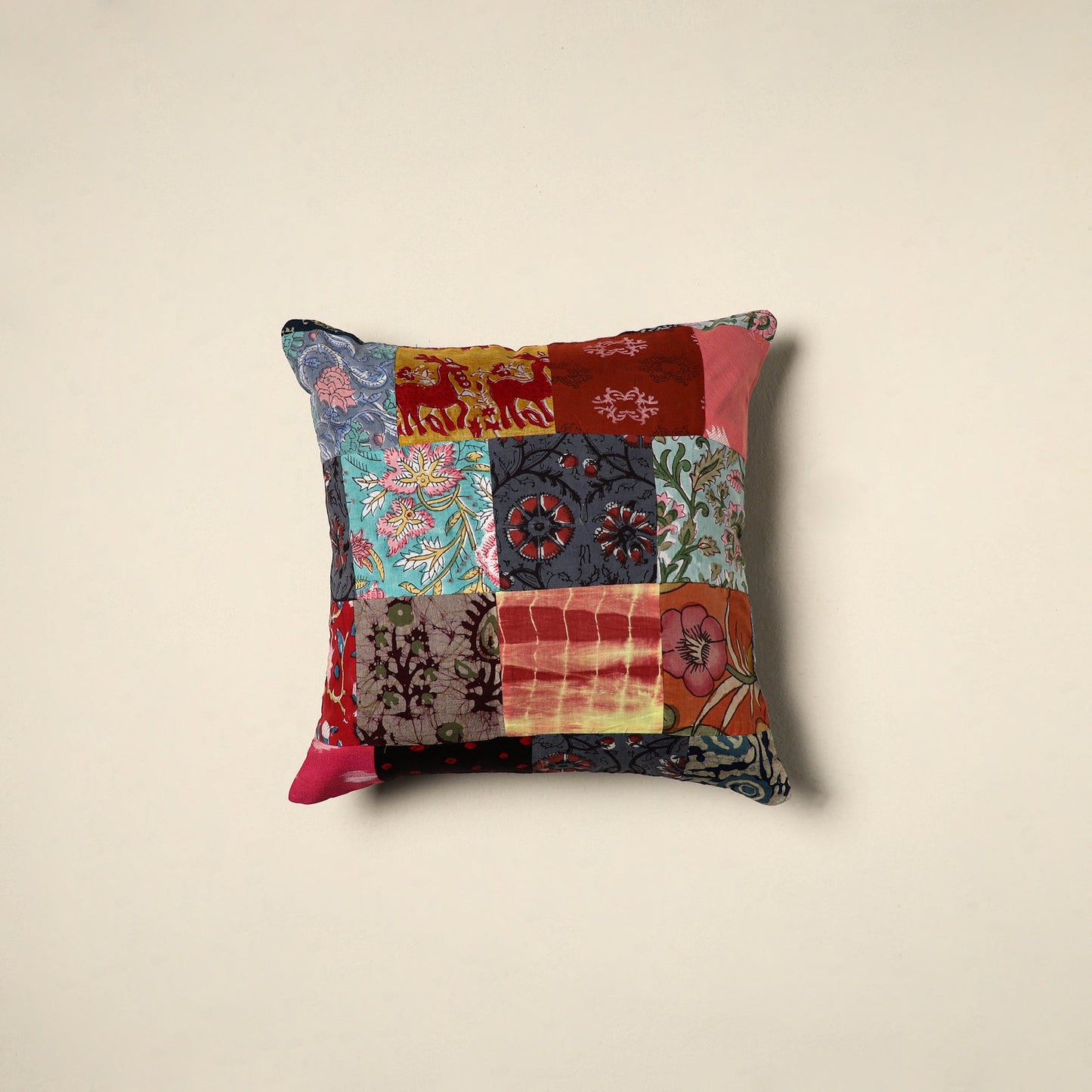 Multicolor Handcrafted Cotton Patchwork Cushion Cover