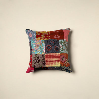 Multicolor Handcrafted Cotton Patchwork Cushion Cover