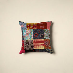 Multicolor Handcrafted Cotton Patchwork Cushion Cover