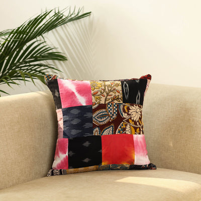Multicolor - handcrafted cotton patchwork cushion cover 40