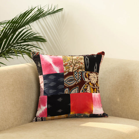 Multicolor - handcrafted cotton patchwork cushion cover 40
