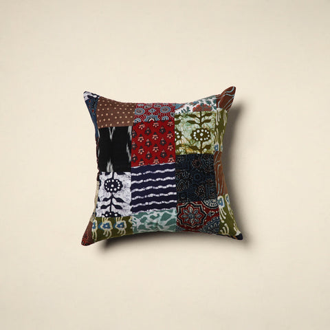 Multicolor Handcrafted Cotton Patchwork Cushion Cover