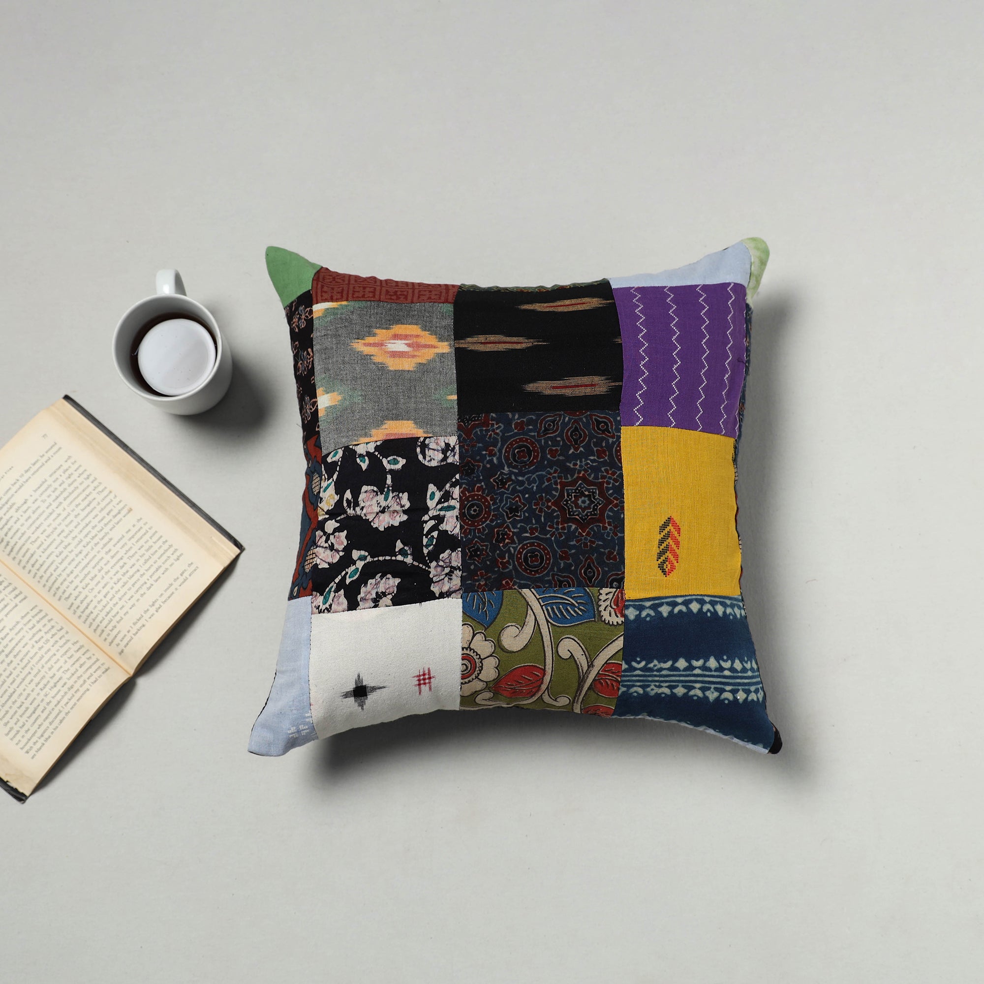  Multicolor Handcrafted Cotton Patchwork Cushion Cover
