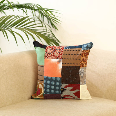 Multicolor - handcrafted cotton patchwork cushion cover 41