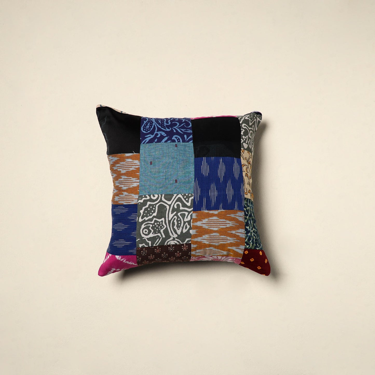 Multicolor - handcrafted cotton patchwork cushion cover 41