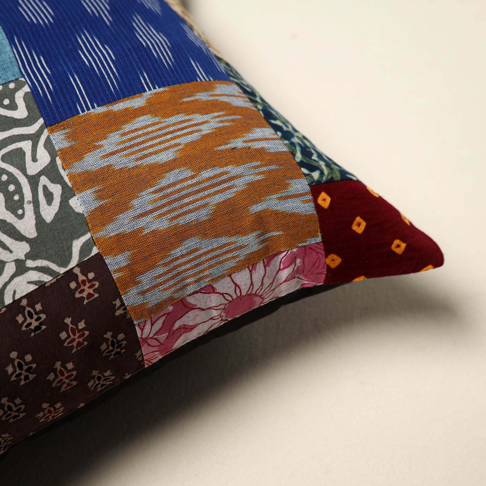 Multicolor - handcrafted cotton patchwork cushion cover 41