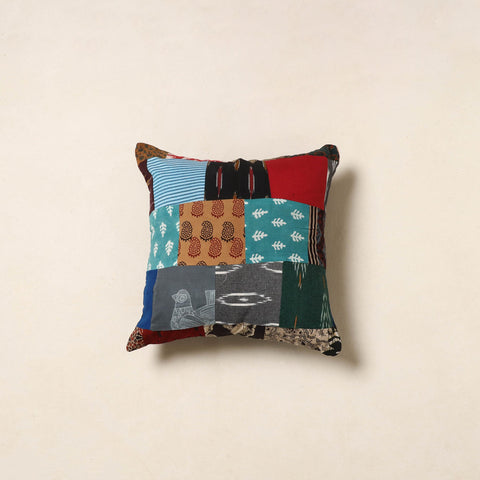 Multicolor - handcrafted cotton patchwork cushion cover 42