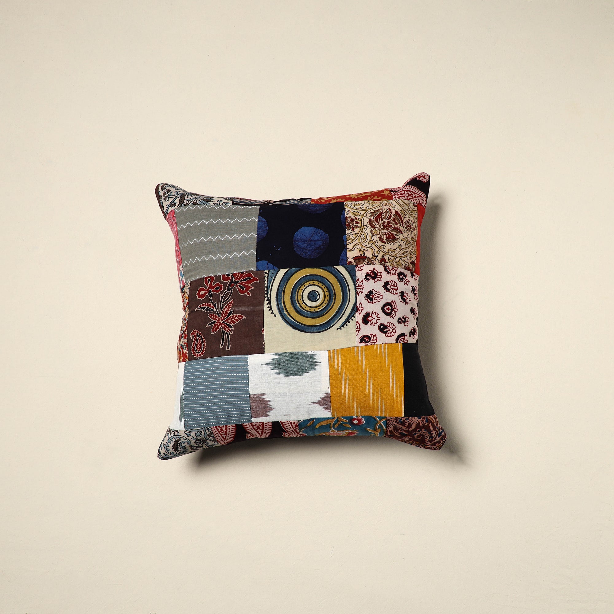 Multicolor - handcrafted cotton patchwork cushion cover 43