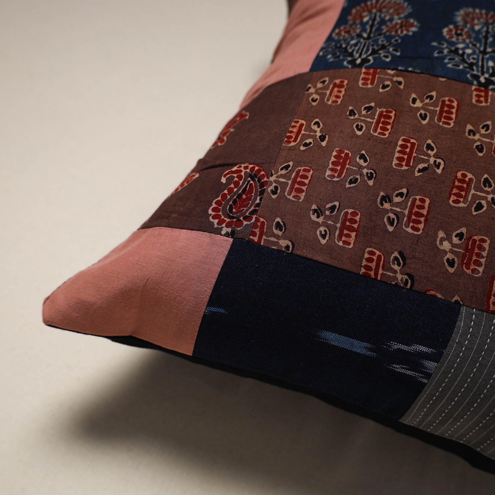 Handcrafted cotton patchwork cushion cover 43