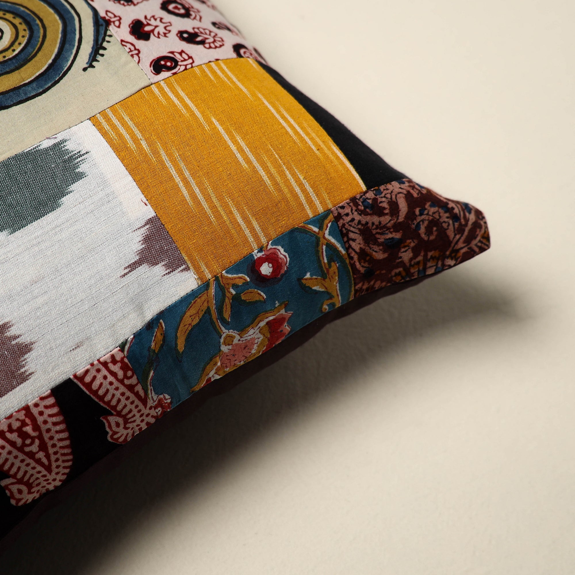 Multicolor - handcrafted cotton patchwork cushion cover 43