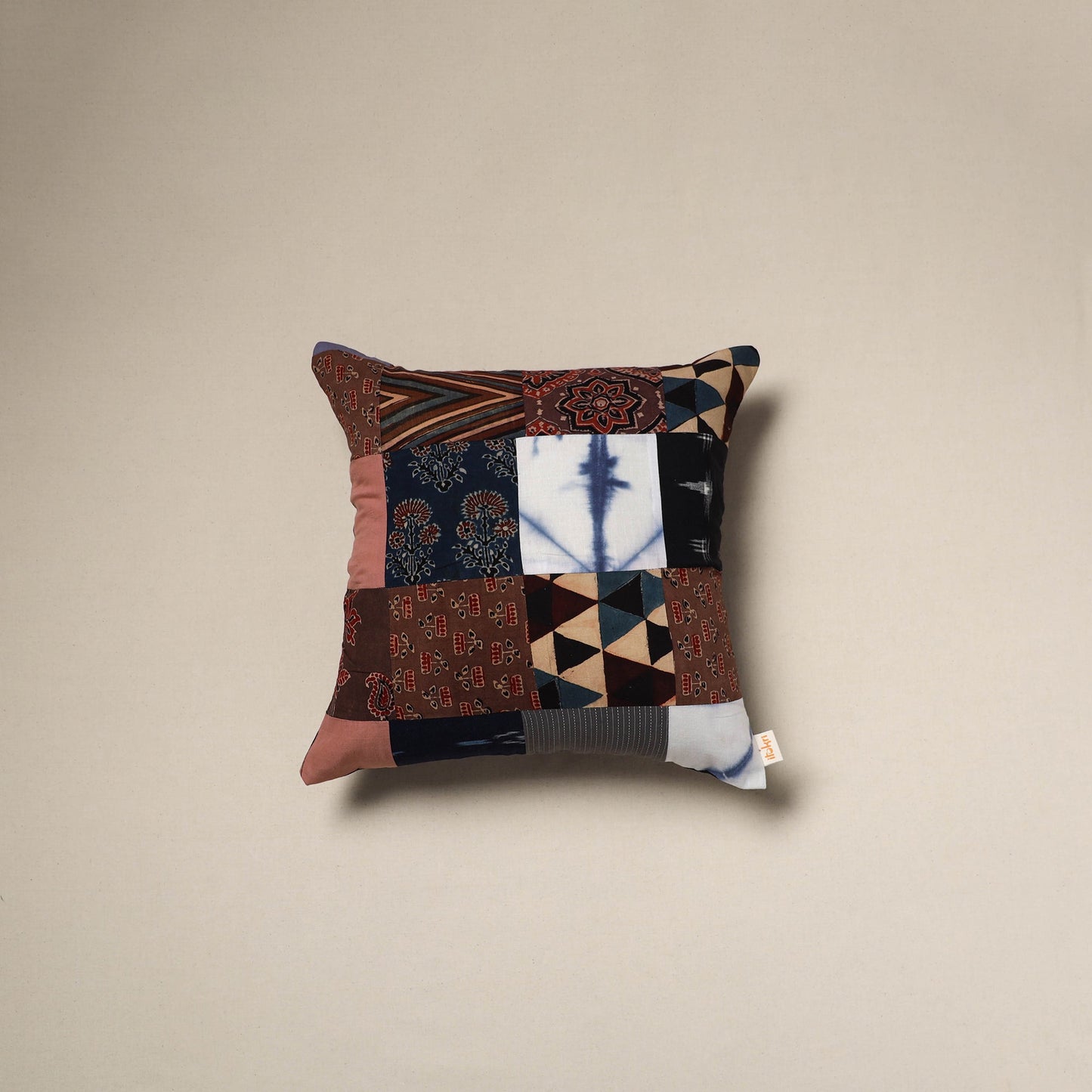 Handcrafted cotton patchwork cushion cover 43