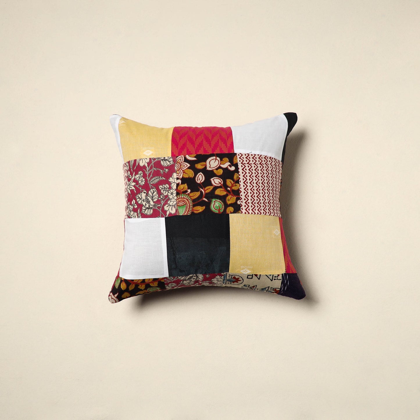 Multicolor Handcrafted Cotton Patchwork Cushion Cover