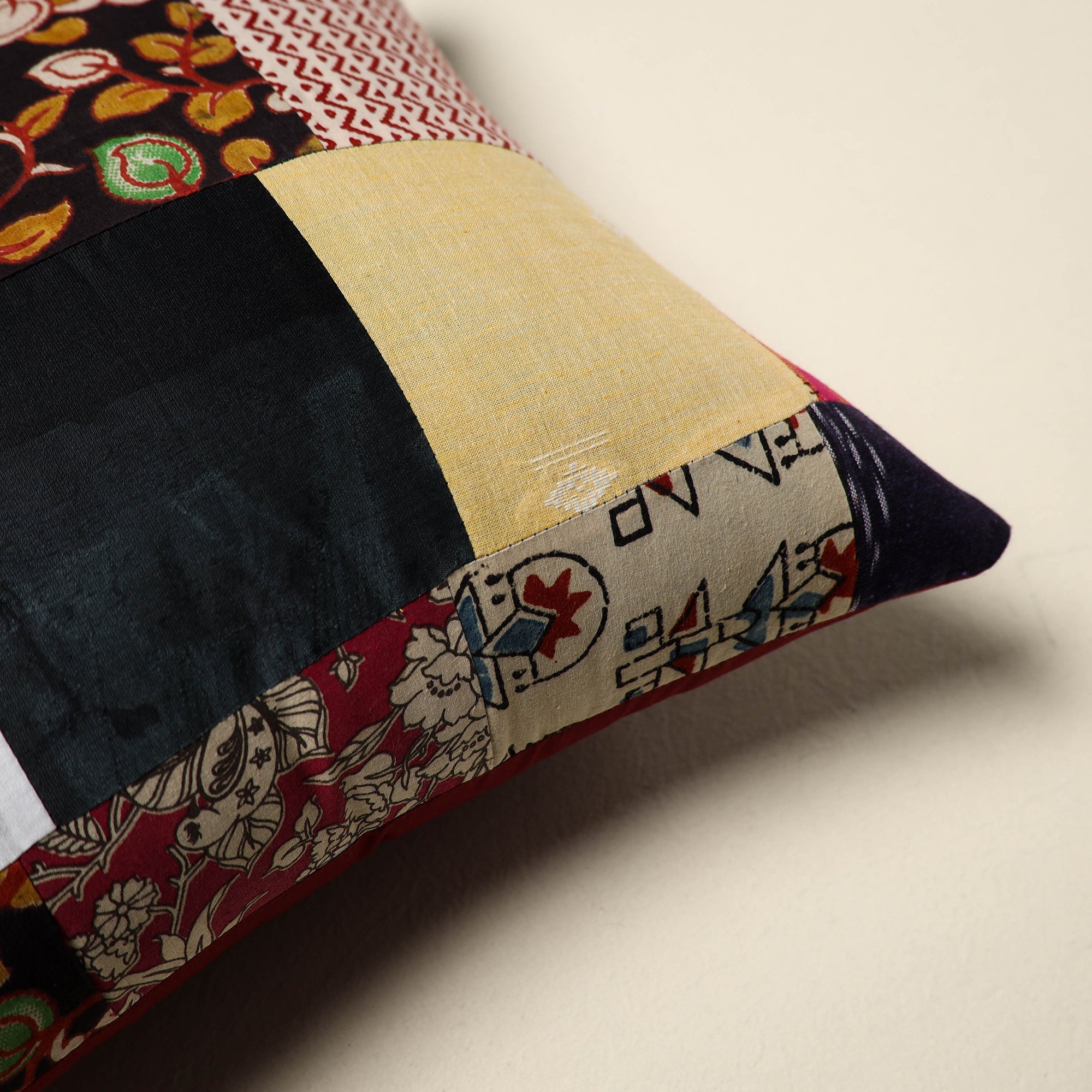 Multicolor Handcrafted Cotton Patchwork Cushion Cover