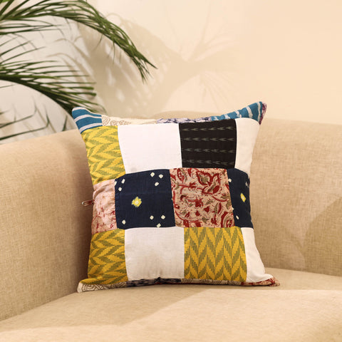 Buy Multicolor Handcrafted Cotton Patchwork Cushion Cover