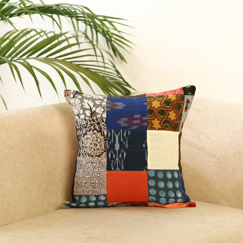  Multicolor Handcrafted Cotton Patchwork Cushion Cover