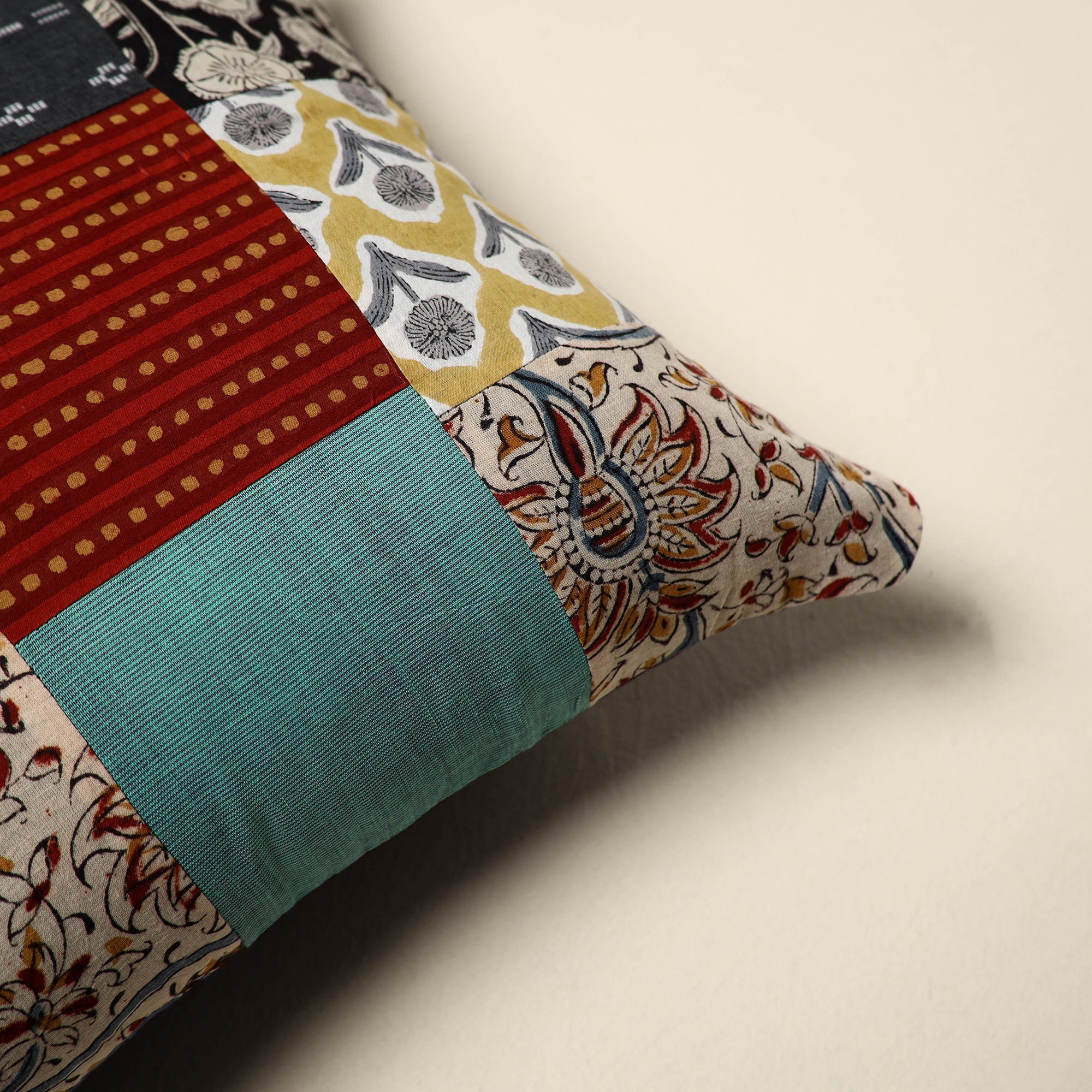 Multicolor - handcrafted cotton patchwork cushion cover 45