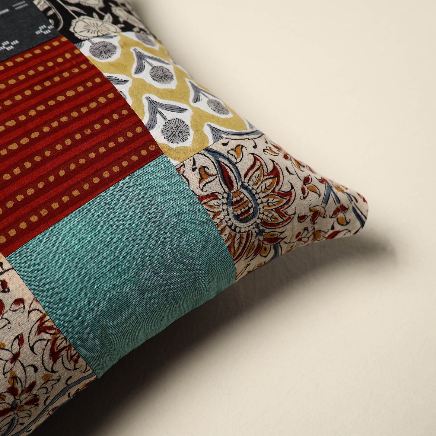 Multicolor - handcrafted cotton patchwork cushion cover 45