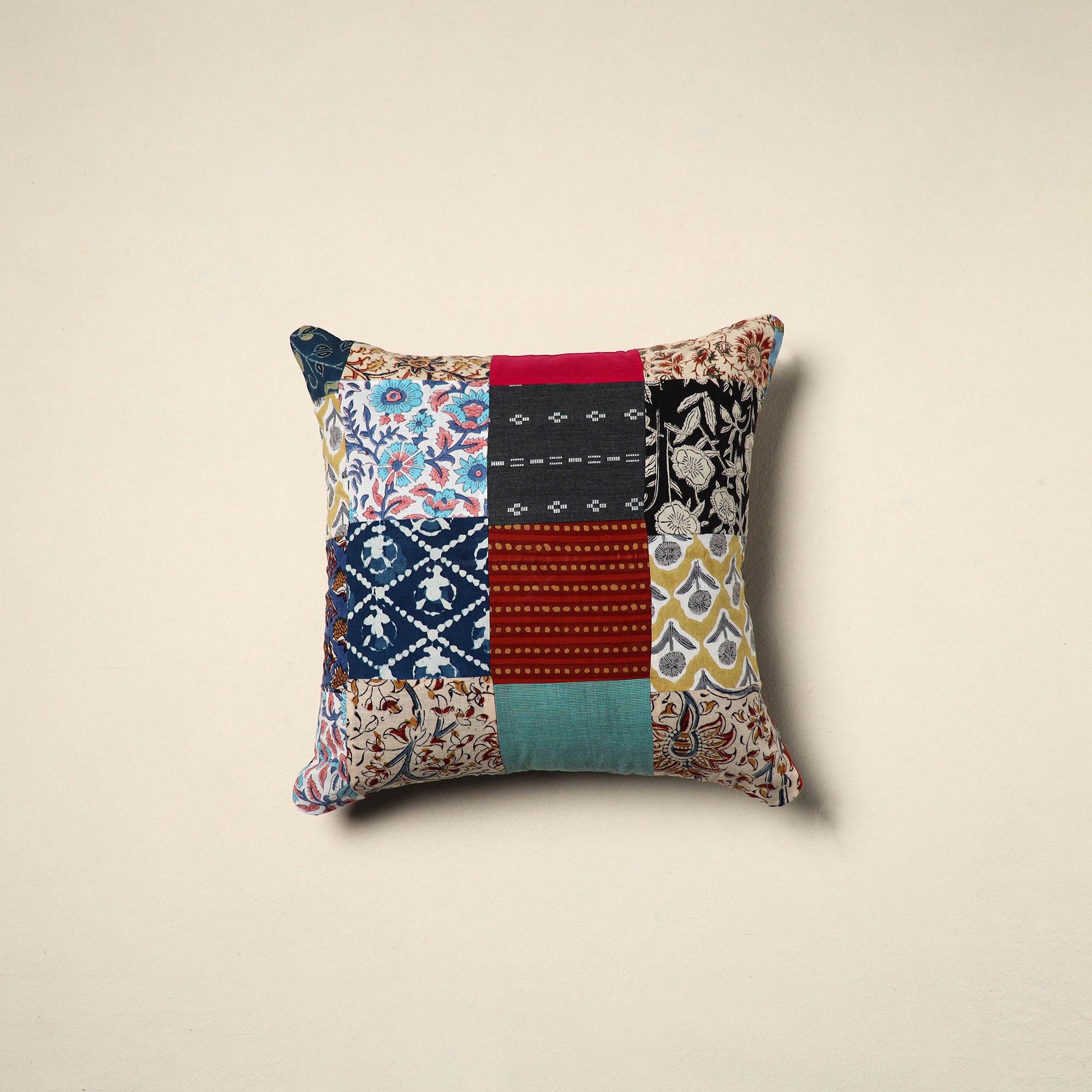 Multicolor - handcrafted cotton patchwork cushion cover 45