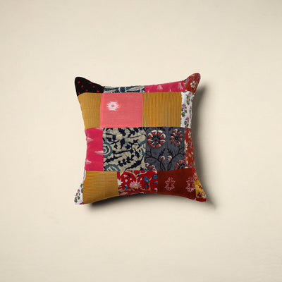 Multicolor Handcrafted Cotton Patchwork Cushion Cover