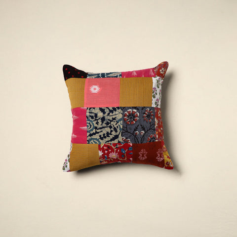 Multicolor Handcrafted Cotton Patchwork Cushion Cover