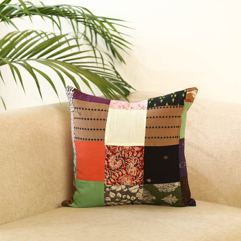 Buy Multicolor Handcrafted Cotton Patchwork Cushion Cover